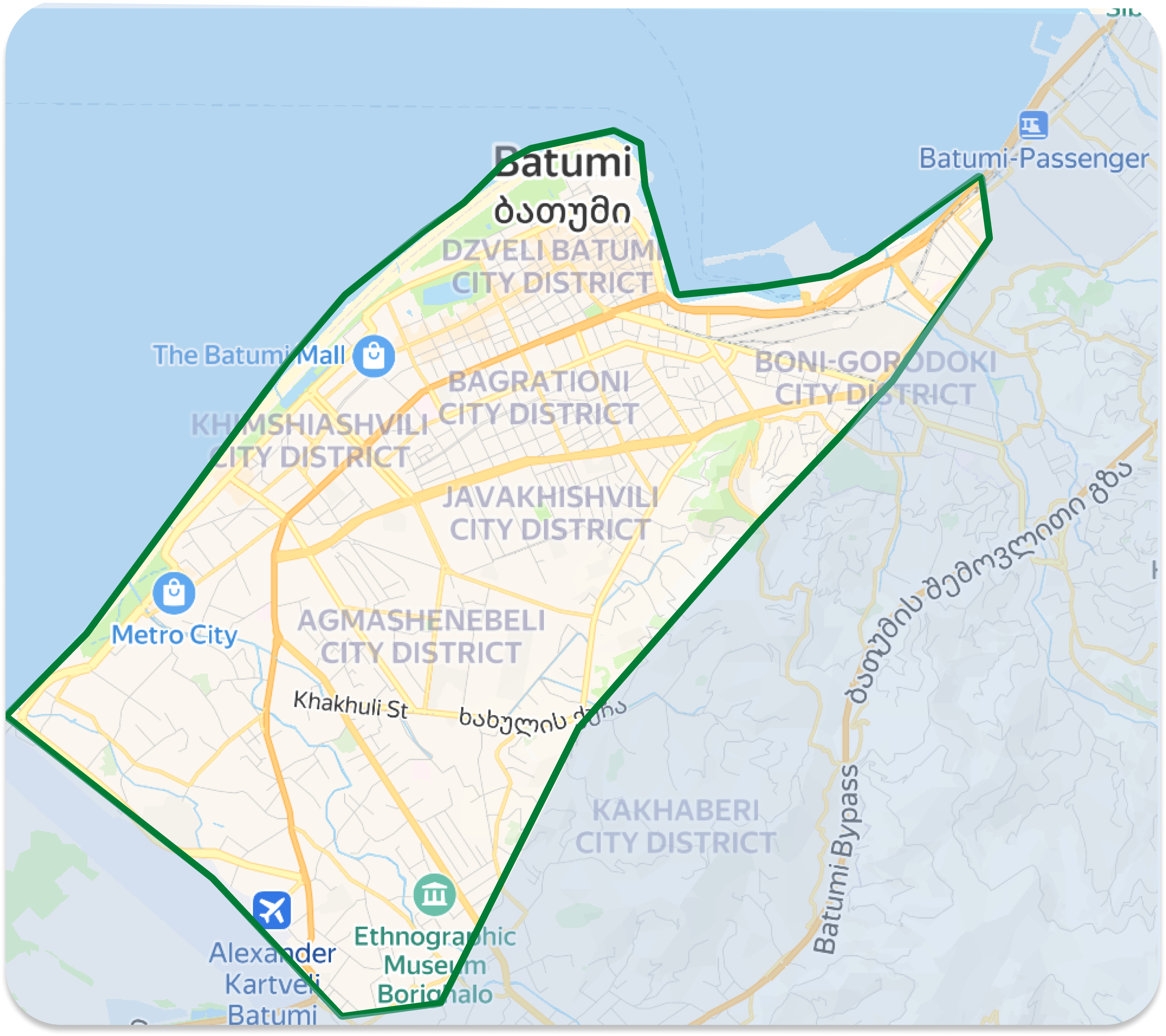 Delivery zone map of Batumi