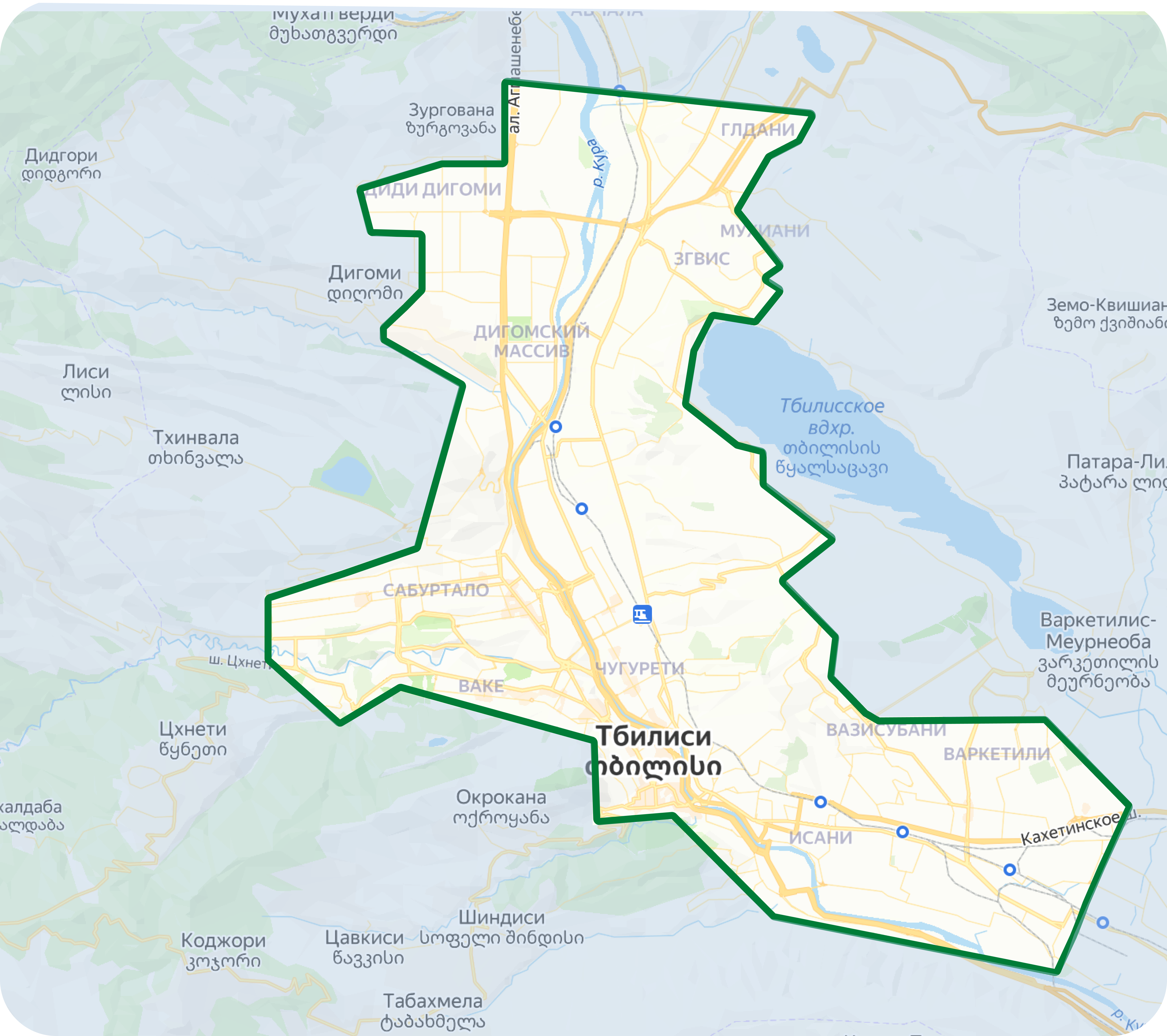 Delivery zone map of Tbilisi